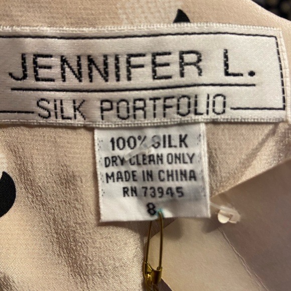 Vintage Jennifer L Silk Polka Dot Wide Leg Jumpsuit size 8 - Picture 12 of 12